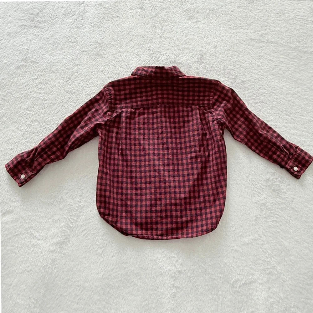 Ralph Lauren Kids Red Navy Gingham Button Down Shirt Long Sleeve‎ 24M Pony Logo